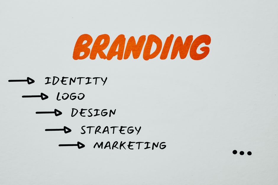 Brand identity design materials including colour swatches and typography samples