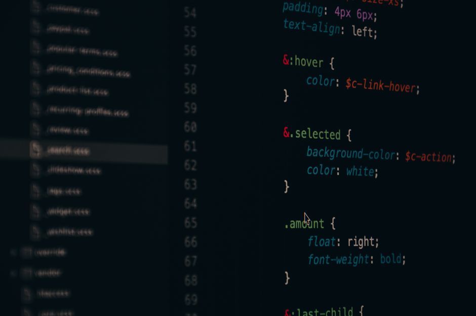 Front-end code on a developer screen
