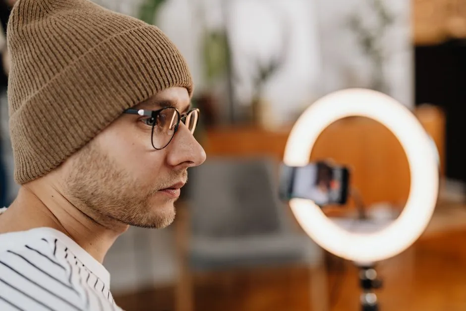 Social media video content creator recording a short-form video